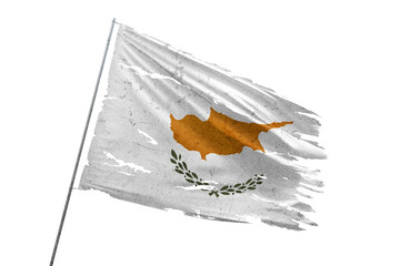 Cyprus torn flag on transparent background.
