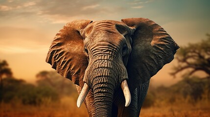 Fototapeta na wymiar Big elephant on nature background. AI generated image