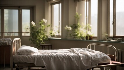 Fototapeta na wymiar Close up of a hospital bed