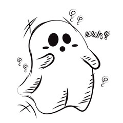 Isolated sketch of a cute halloween ghost character Vector