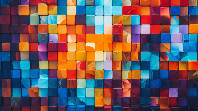 A vibrant and dynamic abstract composition of colorful squares
