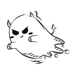 Isolated sketch of a cute halloween ghost character Vector