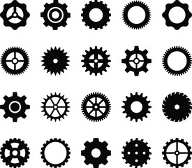 Set of gear shapes. Gear icons in different variety.