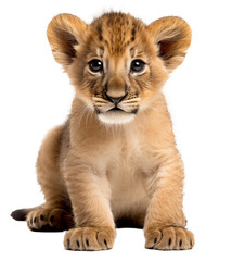 Obraz premium A fierce and fuzzy feline cub, with a majestic snout and soft fur, exudes wild beauty in this captivating close-up of a baby lion