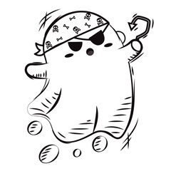 Isolated sketch of a ghost with a pirate costume Vector