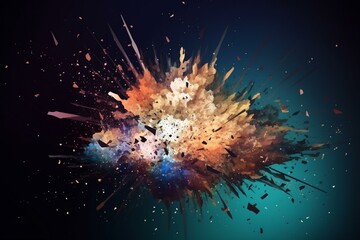 An abstract background with fragments flying after an explosion. Generative AI