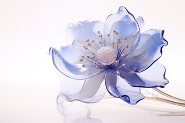 Beautiful flower made of glass over white background