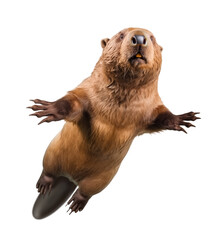 Beaver swimming - obrazy, fototapety, plakaty