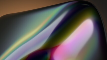 Metal plate rounded corner bevel rainbow reflection Elegant Modern 3D Rendering image abstract background