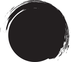 Charcoal circle frame, paint brush round banner, chalk grunge texture, smudge black border isolated on white background. Coal style vector illustration