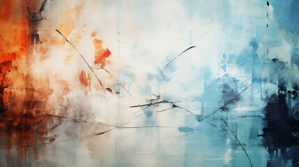 A vibrant and colorful abstract artwork with a mix of blue, orange, and white hues - obrazy, fototapety, plakaty