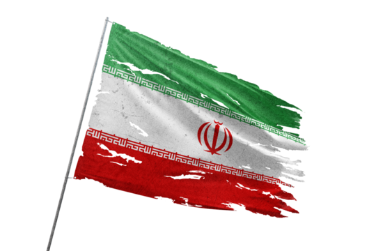 Iran torn flag on transparent background.