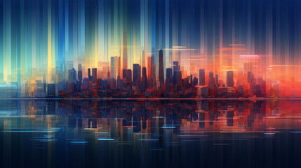 Fototapeta premium A stunning urban landscape mirrored in the calm waters