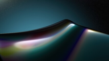 Modern Artistic Bezier Rainbow Reflection on Metal Plate Elegant Modern 3D Rendering Image Abstract Background