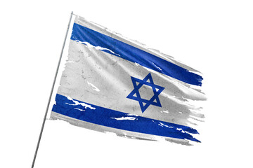 Israel torn flag on transparent background.