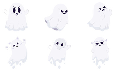 Fototapeta premium Set of cute halloween ghost characters Vector