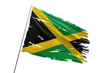 Jamaica torn flag on transparent background.