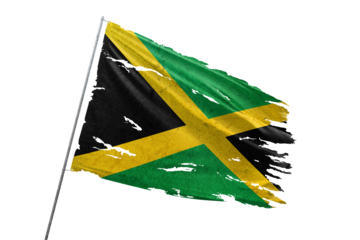 Jamaica torn flag on transparent background.