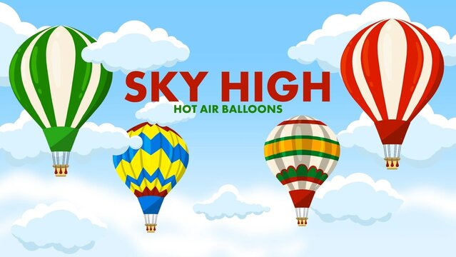 Animated Hot Air Balloons Skyline Postcard