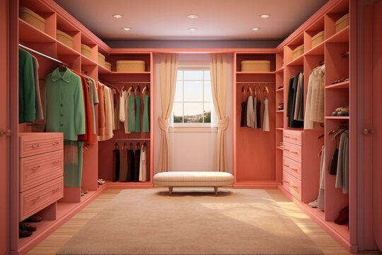 3D rendered depiction of a contemporary closet. Generative AI