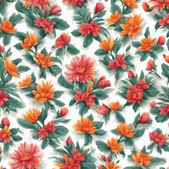 colorful realistic flowers seamless patterns design perfect for use digital print or backgrounds