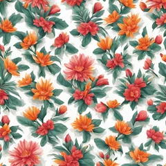 Foto auf Acrylglas colorful realistic flowers seamless patterns design perfect for use digital print or backgrounds © Khaerul