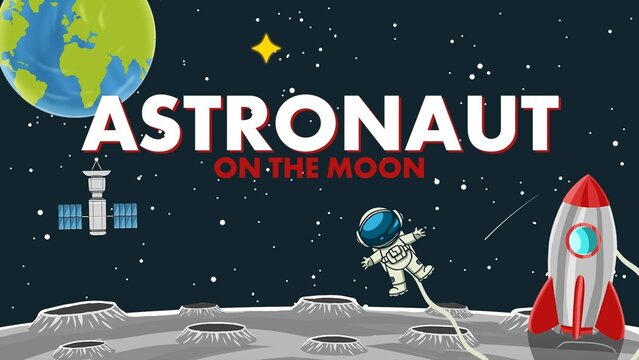 Moon Landing Astronaut with Rocketship Postcard