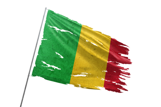 Mali torn flag on transparent background.