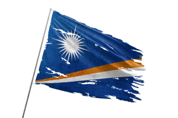 Marshall Islands torn flag on transparent background.