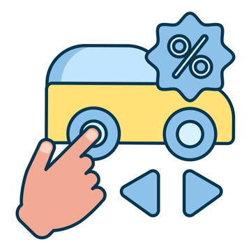 Car sales discount, online marketing sell car icon vector graphic
