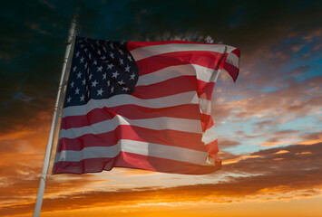 American flag on the background of sky