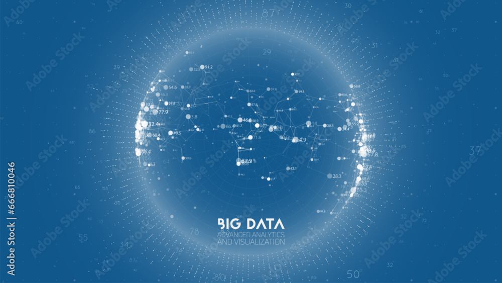 Aufkleber Big data visualization. Futuristic infographic. Information aesthetic design. Visual data complexity. Complex data threads graphic visualization. Abstract data graph.