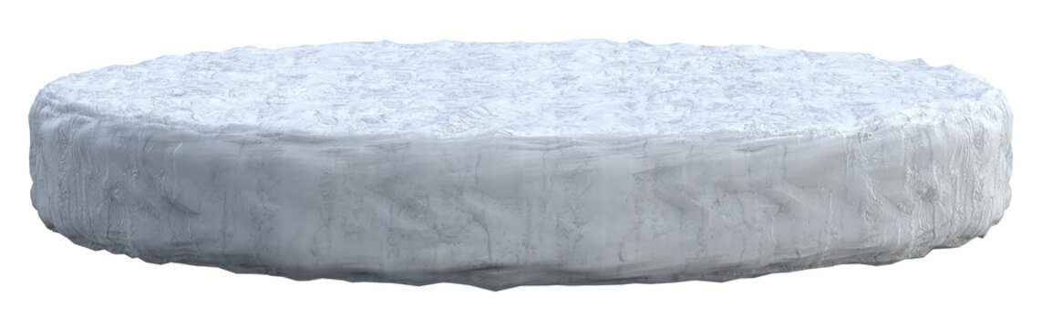 White rough stone or snow podium for product presentation isolated on transparent background