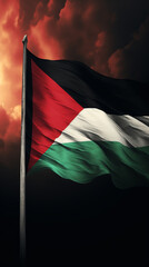 Palestine flag Palestinian on dark clouds Generative Ai