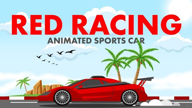 Sportscar Racing On The Road Animated Postcard