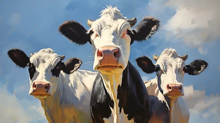 Foto op Plexiglas a group of cows artwork illustration   © Blackbird