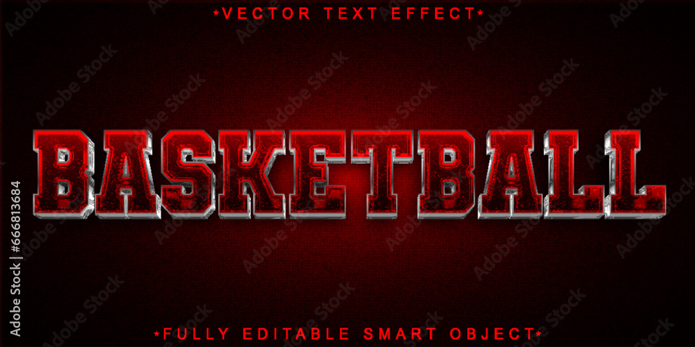 Poster Red Basketball Vector Fully Editable Smart Object Text Effect