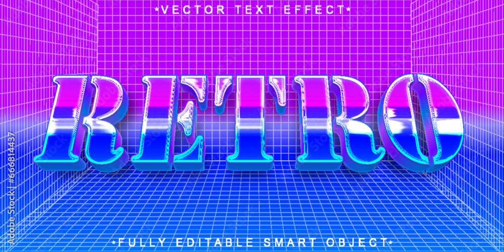 Poster shiny retro vector fully editable smart object text effect