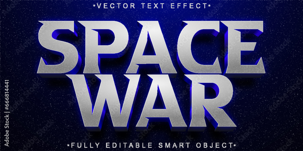 Poster silver blue space war vector fully editable smart object text effect
