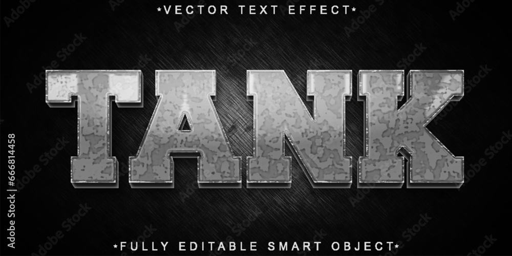 Poster silver tank vector fully editable smart object text effect