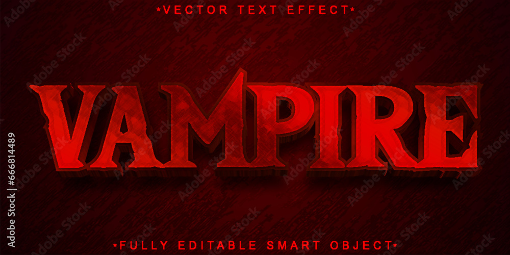 Poster red vampire horror vector fully editable smart object text effect