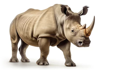 Foto op Aluminium Big rhino animal isolated white background. AI generated image © prastiwi