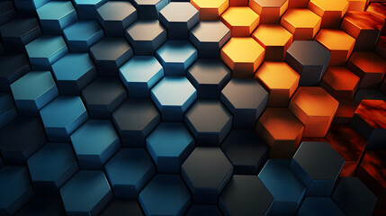 Hexagonal patterns in vibrant hues, abstract background for futuristic designs,