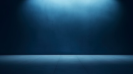 Empty blue wall, concrete floor. Generation AI - obrazy, fototapety, plakaty