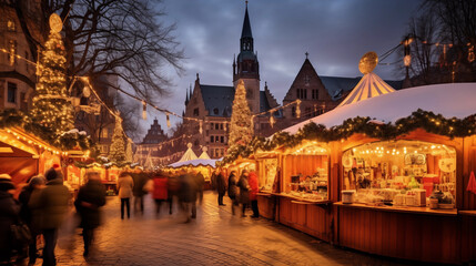 Naklejka premium Christmas night view of the old town