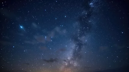 Foto op Plexiglas Beautiful starry night sky. Evening panorama in blue tones © grape_vein