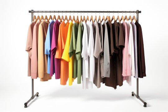 rack for clothes hangers on white background
