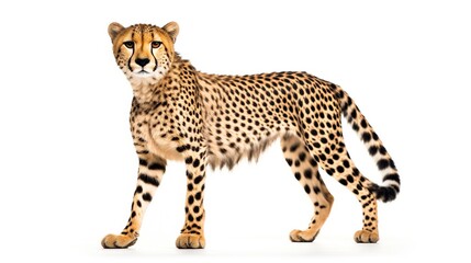 Portrait of a beautiful cheetah isolated white background. AI generated image