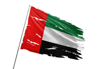 UAE torn flag on transparent background.