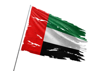 UAE torn flag on transparent background.